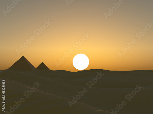 Low poly landscape desert 3d illustration