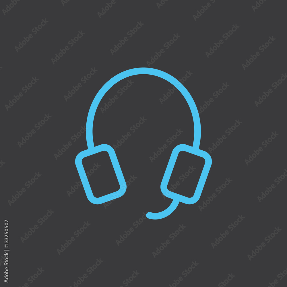 thin line headphones, microphone, online service, support blue i thin line headphones, microphone, online service, support blue i