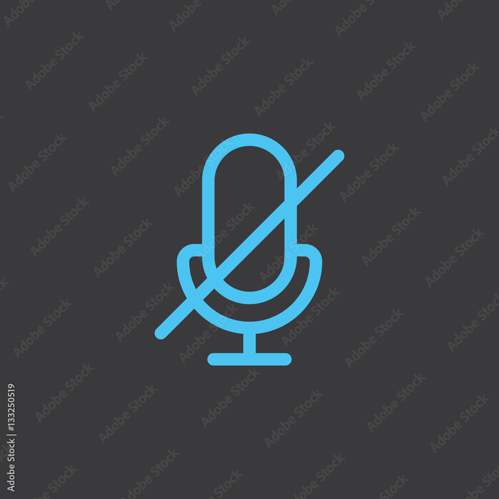 thin line microphone, mic blue icon on dark background thin line microphone, mic blue icon on dark background