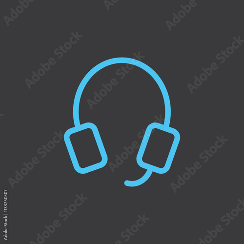 thin line headphones, microphone, online service, support blue i