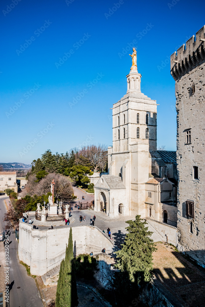 Notre-Dame -des-Doms depuis le donjon de la Cité des papes à Avignon