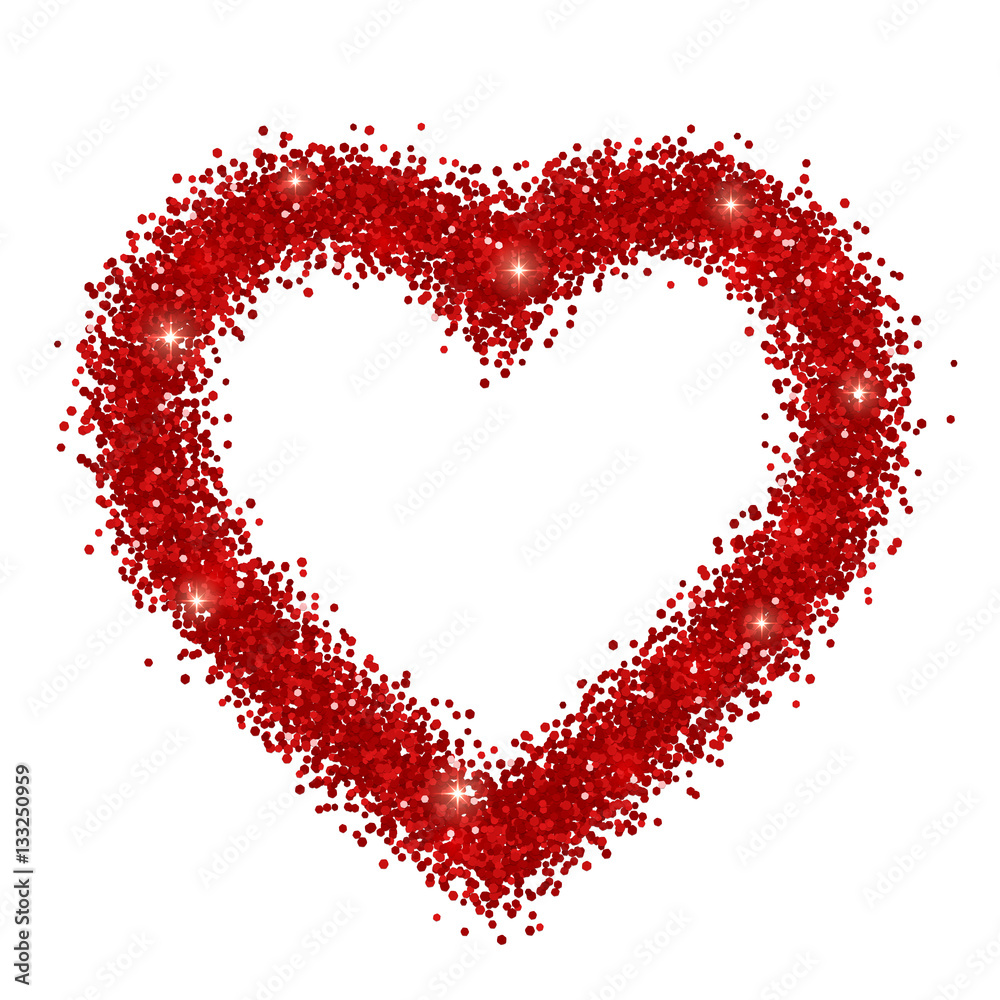 Sparkles heart frame. Vector illustration isolated on white background