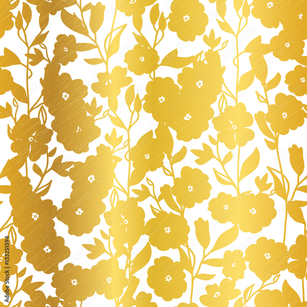 Vector Golden Blossom Flowers Summer Seamless Pattern Background. Great ...