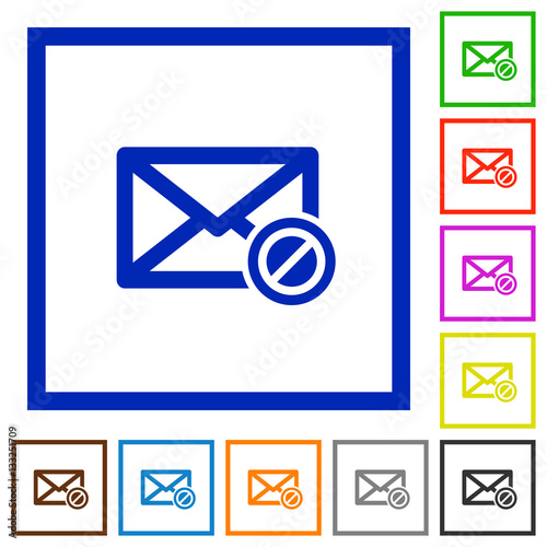 Blocked mail flat framed icons