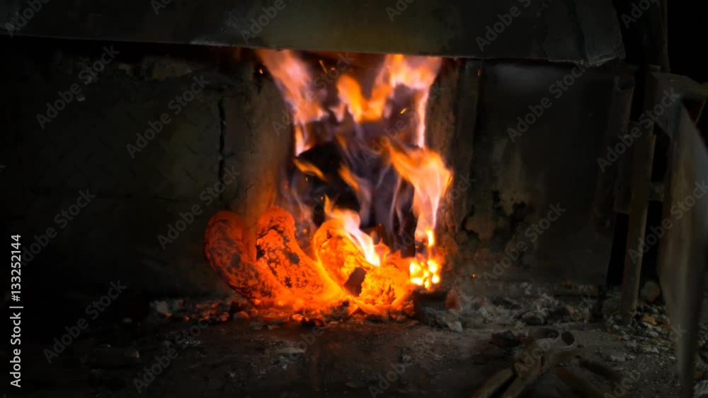 flame for metal heating in smithery, close-up flame for metal heating in smithery, close-up