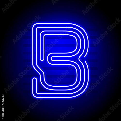 Realistic Neon letter . Character with Neon glow on dark