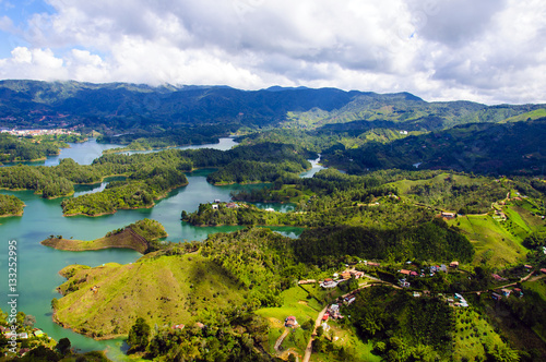 Panoramic view from Rock of Guatape in  Medellin  Colombia 