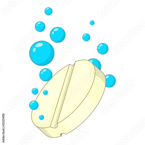 Soluble pill icon, cartoon style