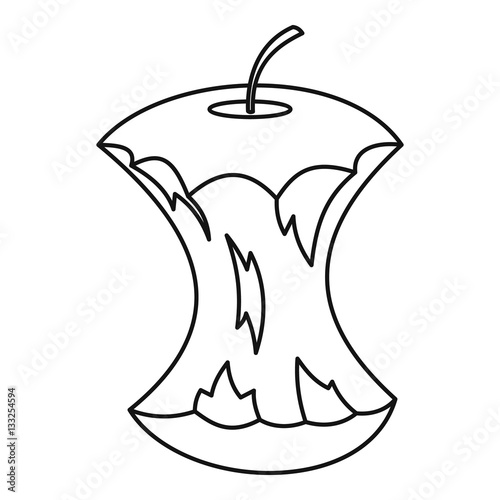 Apple core icon, outline style