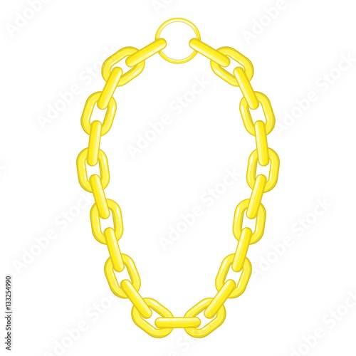 Golden chain necklace icon, cartoon style