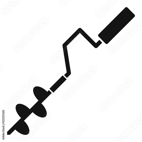Hand operated ice auger icon, simple style