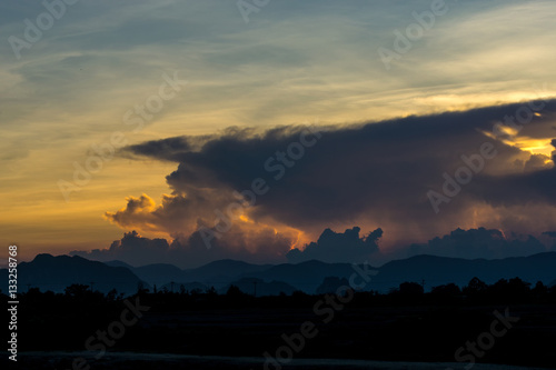 Beautiful sunset cloud mountain Thailand