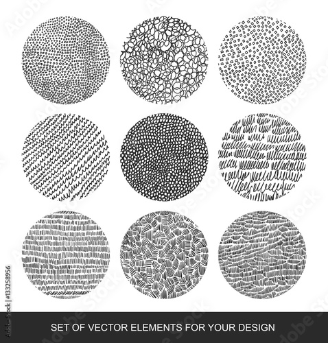Collection isolated textures, brushes, graphics, design element.