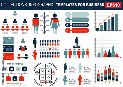 Collection of infographic people  elements for business.Vector i