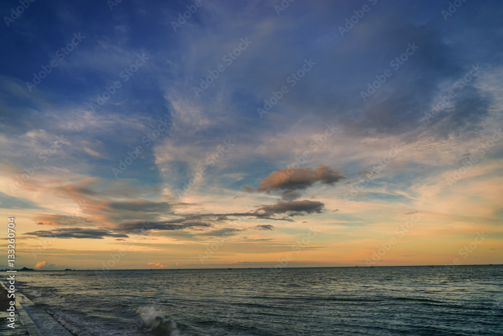 abstract of sunset in sea with cloudscape - can use to display or montage on product
