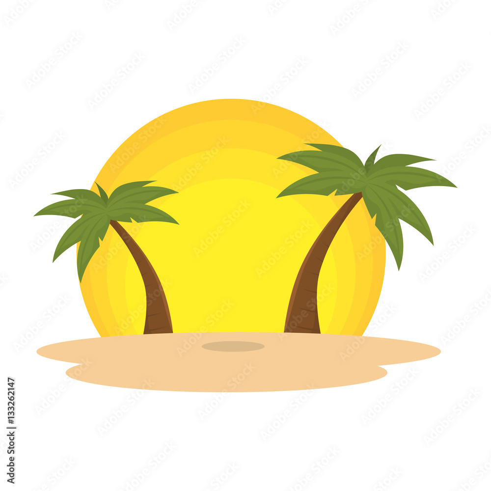 Fototapeta premium summer beach with palms vector illustration design