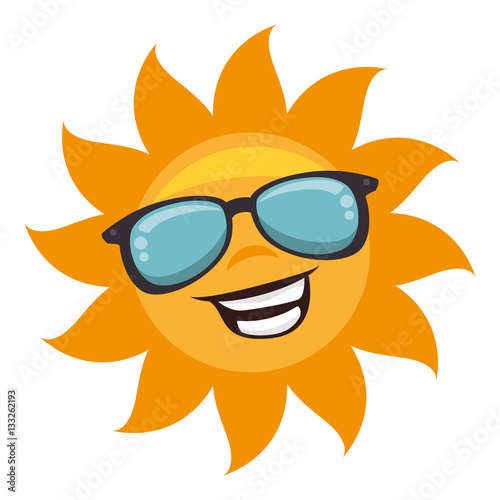sun with sunglass character vector illustration design