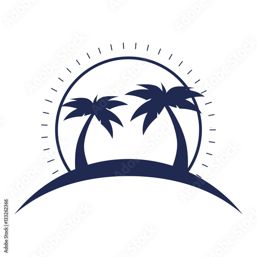 summer beach with palms vector illustration design