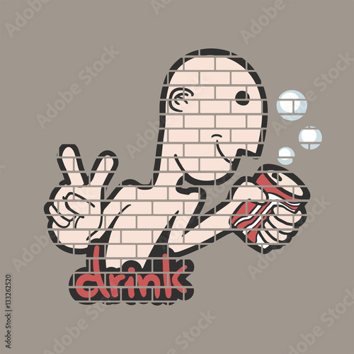 funny boy with soda illustration