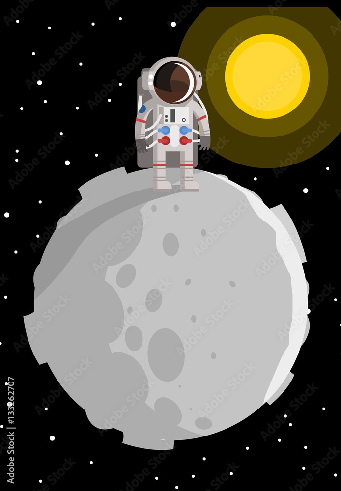 Fototapeta premium astronaut on asteroid tiny planet moon