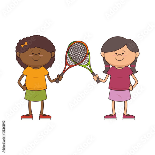 kid tennis sport player icon vector illustration design