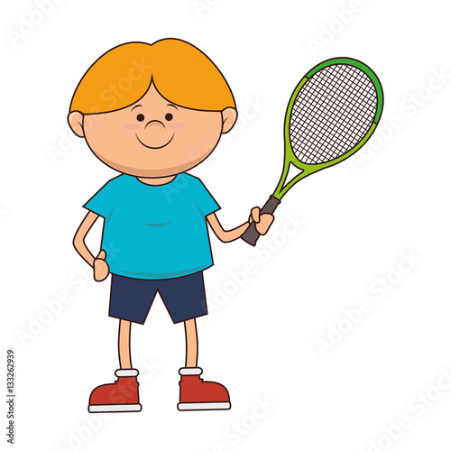 kid tennis sport player icon vector illustration design