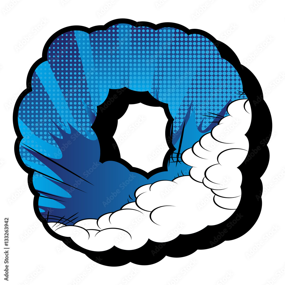 Letter O filled with comic book explosion, background. Stock ...