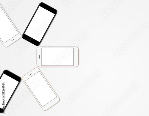 mock-up phone mobile color set blank screen, modern communicatio