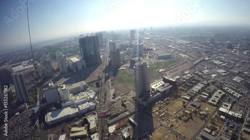 Aerial zooming timelapse video of the city center, from the stratosphere tower, in Las vegas, Nevada, in United states of America photo