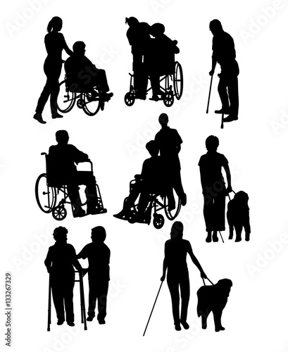 Silhouettes Activity People with Disabilities, art vector design 