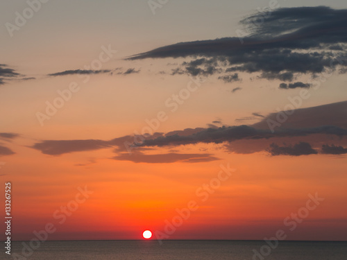 Fiery sunrise at Italian beach. Summer season. Emilia Romagna region. Adriatic sea. Italy © Matteo Ceruti