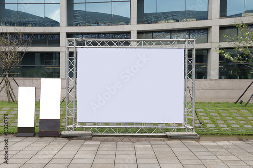 Fototapeta Naklejka Na Ścianę i Meble -  Large blank billboard on a street wall,  banners with room to add your own text