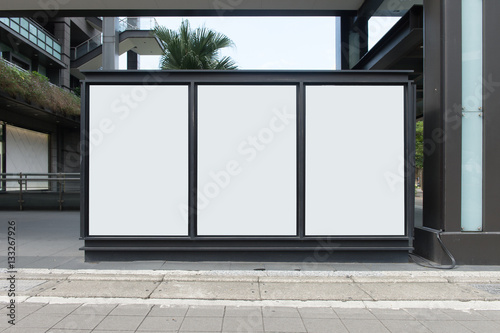 Large blank billboard on a street wall,  banners with room to add your own text photo