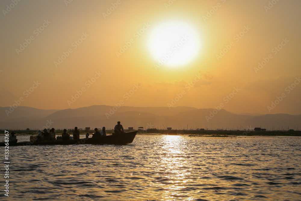 Sunset on inle lake, Burma