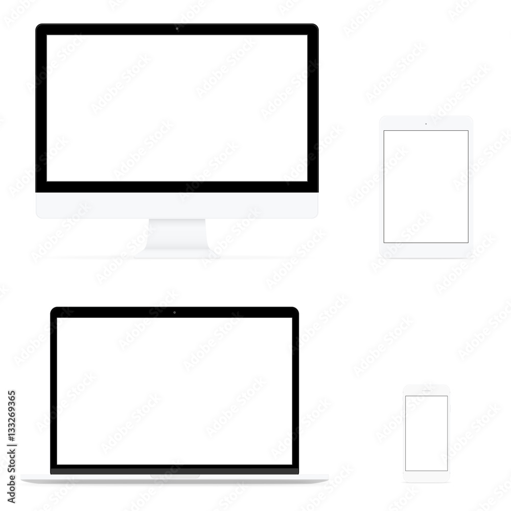 modern computer electronic flat design vector drawing set on white background modern computer electronic flat design vector drawing set on white background