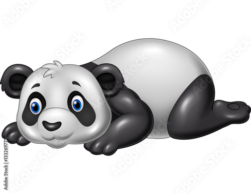 Fototapeta Naklejka Na Ścianę i Meble -  Cartoon funny panda lying down