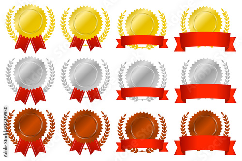 Ranking serrated medals pack / Laurel wreath / 月桂冠付きランキングメダル（ギザギザ）