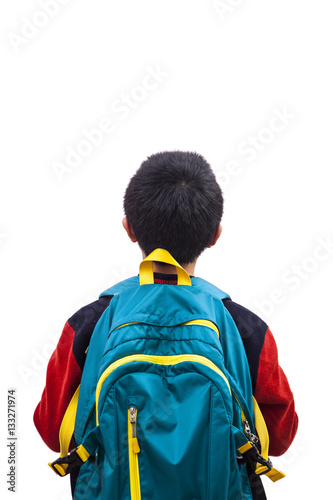 A boy carrying bag
