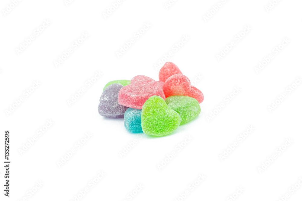 Colorful heart shape jellys isolated on white background Colorful heart shape jellys isolated on white background