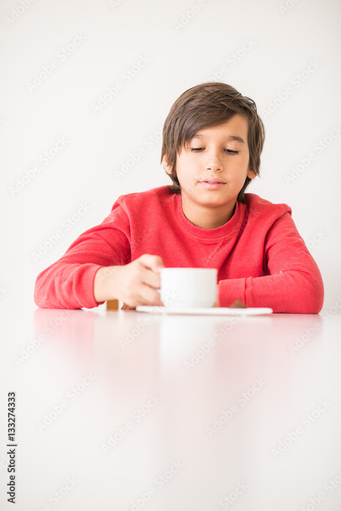 Child inside interior of modern home Child inside interior of modern home