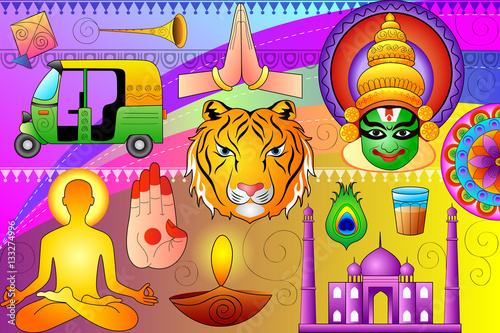 India patriotic background showing diverse Culture and Art