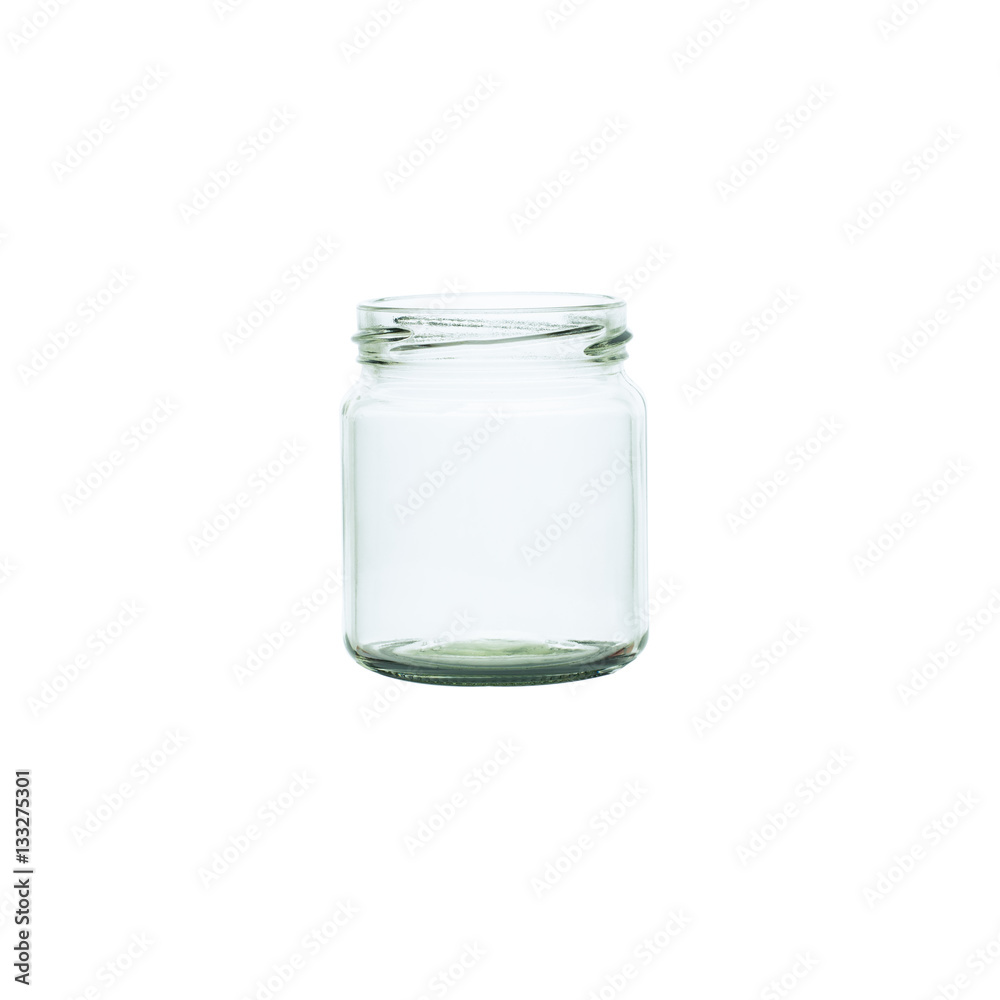 Photo of an Empty glass jar isolated on a white background Photo of an Empty glass jar isolated on a white background