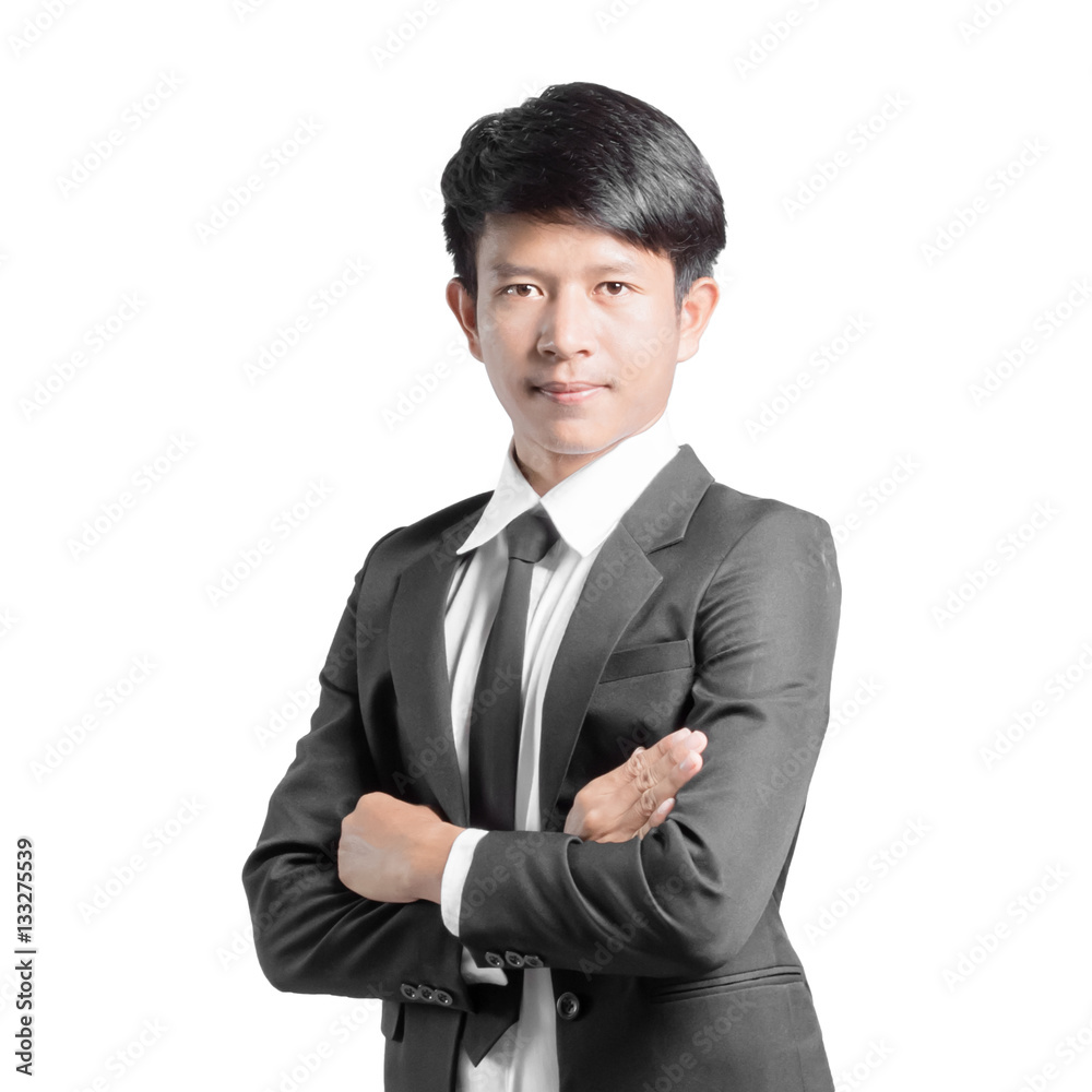 Portrait of a handsome businessman with arms folded. Isolated on Portrait of a handsome businessman with arms folded. Isolated on