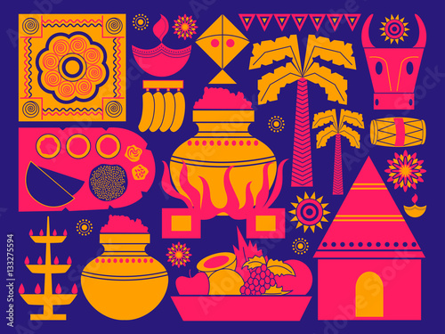 Happy Pongal festival celebration background