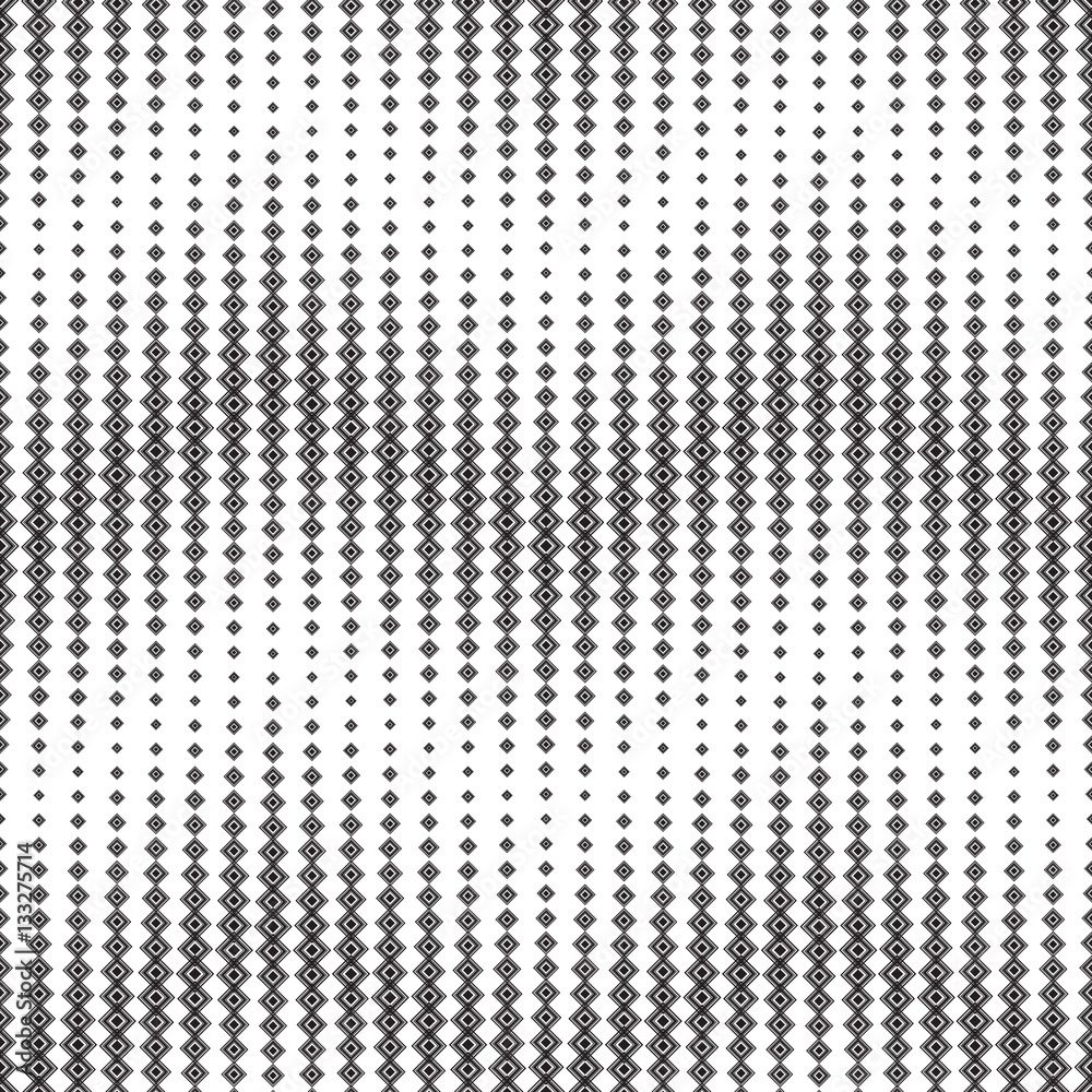 Monochromatic seamless pattern on a white background. Has the shape of a wave. Consists of geometric elements. Useful as design element for texture, pattern and artistic compositions.
