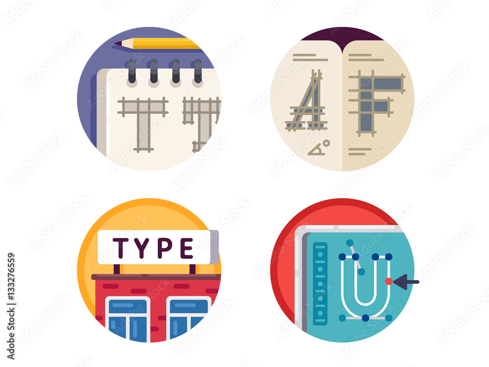 Obraz premium Type font pixel perfect icons set