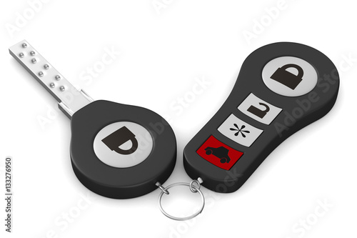 Automobile key on white bac...