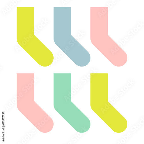 Multicolored socks. Simple and minimalistic. Vector illustration.