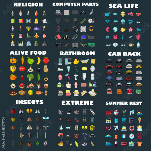 big flat icon set