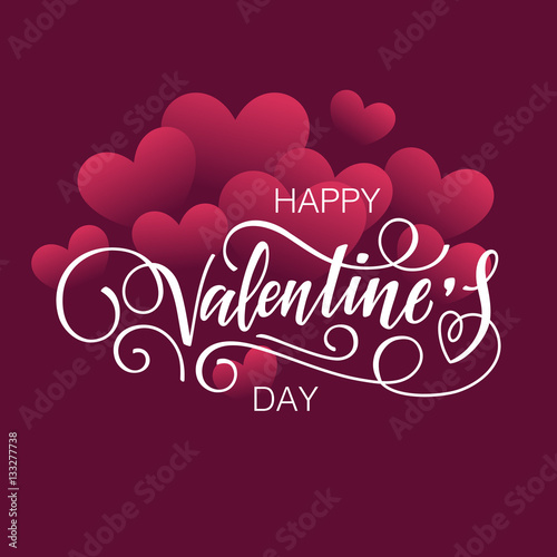 Happy Valentine's day vector card. Happy Valentine's Day lettering on a background with hearts.